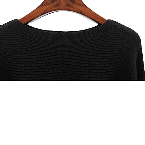 Ckikiou Womens Lightweight Oversized Boat Neck Sweaters Tops Dolman Batwing Sleeve Ribbed Knitted Pullovers2