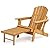 Oversized Outdoor Wooden Folding Adirondack Chair with Retractable Ottoman, Pre-Assembled BackRest & SeatBoard, Wood Patio Chair for Garden Backyard Porch Pool Deck Firepit