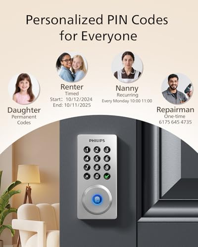 Philips Wi-Fi Smart Deadbolt Lock, Keyless Entry Door Locks for Front Door