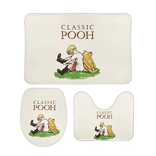 Moiiss くまのプーさん トイレマットセット 3点セット トイレカバー マット 洗濯可 すべり止め キャラクター 40x60 Cm