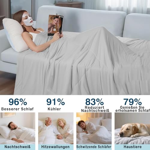LIYGAOF Kühldecke Sommer Klimaanlage Decke: Schwangere Frauen Schlafdecke Nachtschweiß Vorbeugen Antiallergisch Atmungsaktiv Bettdecke Maschinenwaschbar (Grau, 150 * 200cm)