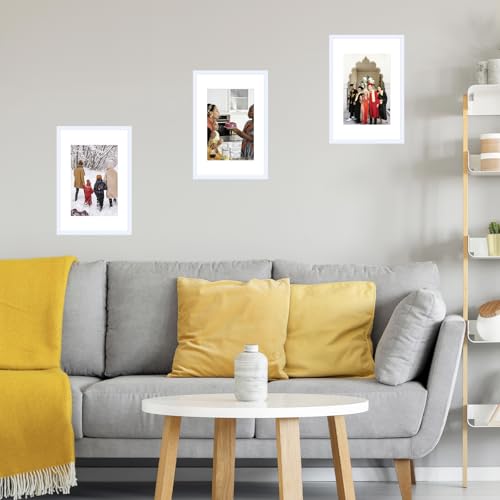 Image of JCJMY 11x17 Picture Frame White with 8x10 Mat, Display Photo 8x10 with Mat or 11 x 17 Without Mat, Wall Hanging Large 11x17 Poster Frame with Shatter Resistant Plexiglass, White