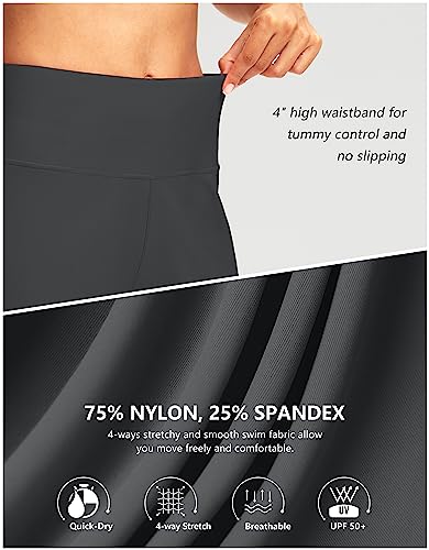 Image of G Gradual Women's 7 inch Long Swim Board Shorts High Waisted Quick Dry Beach Swimming Shorts for Women with Liner Pockets