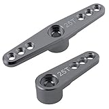 Hobbypark 2pcs Metal Aluminum 25T Servo Horn Steering Arms (Double & Single) for RC Models Car Truck Buggy Replacement Parts (Gray)