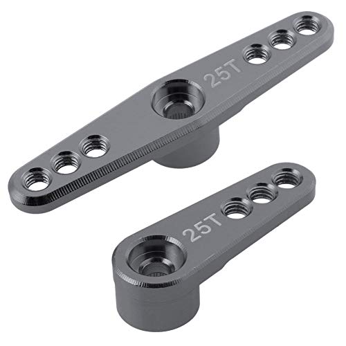 2pcs HobbyPark Metal Aluminum 25T Servo Horn Steering Arms (Double & Single) for RC Models Car Truck Buggy Replacement Parts (Gray)