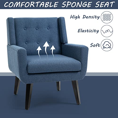 Sillón con reposabrazos moderno azul miniatura 3