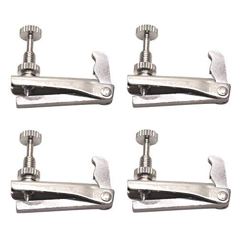 FarBoat 4Pcs Violin Fine Tuners String Adjusters Metal Stable-Style for 4/4-3/4 Violins(Silver)