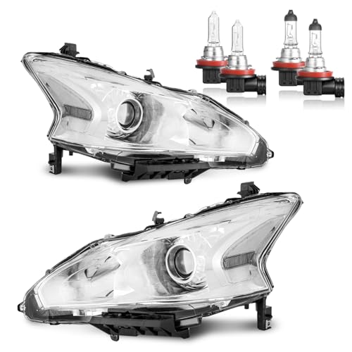 ROADEAL Headlights W/Bulbs for 2013 2014 2015 Nissan Altima 4-Door Halogen Headlamp Replacement Driver & Passenger Side (DOES NOT FIT XENON/HID)