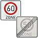 Produktbild Original 2 x Verkehrszeichen 274.2-55 Ende 50 Zone und Nr. 274.1-56 60 Zone 600 mm Verkehrsschild Temposchild Schild Straßenschilder Geburtstagsschild