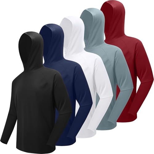Men's Athletic Hoodies Moisture Wicking Long Sleeve Fishing Shirts UPF Sun Protection Rash Guards Shirts Thumb Hole