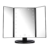 Easehold Lighted Makeup Vanity Mirror with 10X Magnification Mirror Bonus Beauty Brush and Sponge Set (Rose Gold)