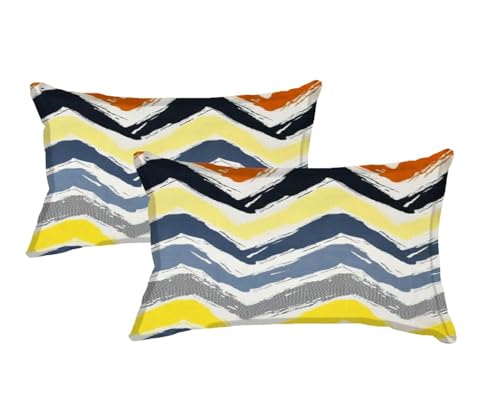 Image of Filymore Print Zig zag Pillow Covers Set of 2 Covers| Made with Pure Microfiber Soft & Skin Friendly Pillow Cases | Size (17 x 27 inch (Green and Cream)