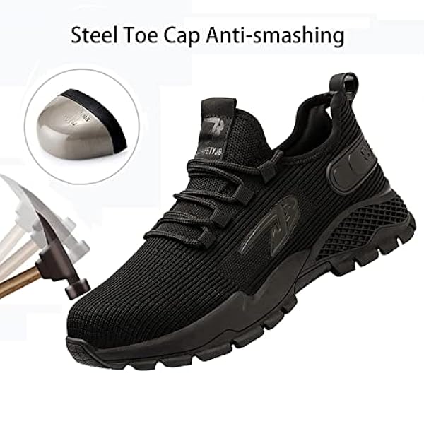 Stalen Neus Beschermende Schoenen,Veiligheidsschoenen Unisex Heren Veiligheidstrainers Dames Stalen neus Ademende beschermende werkschoenen,_