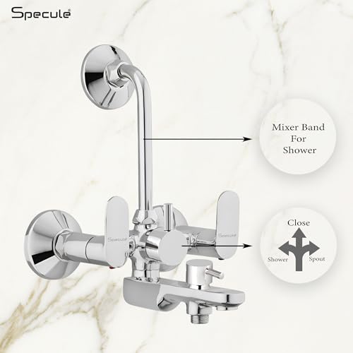 Image of Coral Wall Mixer for Bathroom 3 in 1 | Mixer Tap with Hand Shower, 1.5 Meter Hose & Diverter | Bathroom Shower Set | Wall Mixture | Chrome Finish