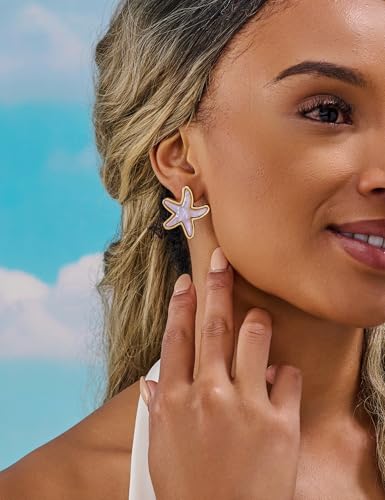 WOWORAMA Chunky Sea Shell Earrings for Women Gold Seashell Coral Reef Earrings Ocean Sea Pearl Statement Earring Boho Summer Beach Dangling Jewelry