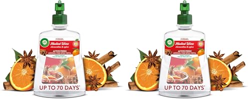 Air Wick Aerosol-Free Automatic Air Freshener Spray, Mulled Wine, Refills, 24 x 7 Active Fresh Odour Neutraliser, Lasts Up to 70 Days (Pack of 2)