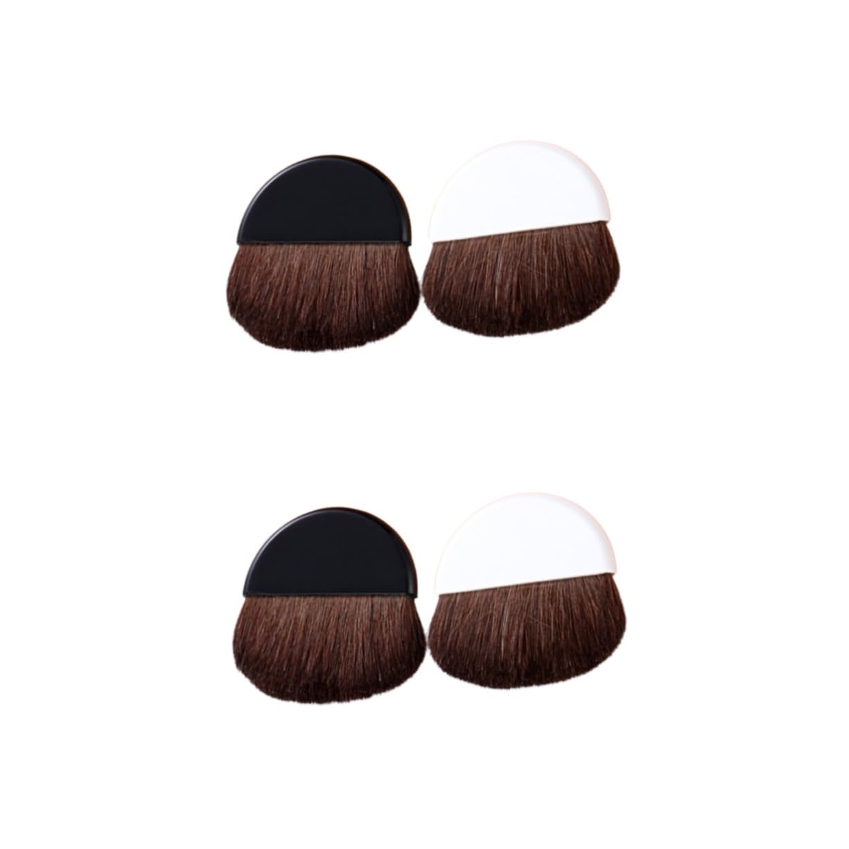 Outanaya 2sets Portable Blush Brush Foundation Brush Setting Dense Mini Size for Safe Makeup Application 2pcs*2