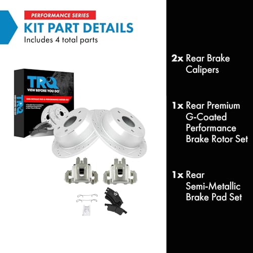 Image of TRQ Performance Rear Brake Pad and Rotor Set Semi Metallic Solid Rotors
