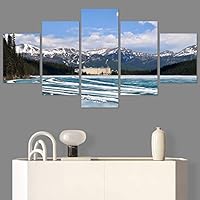 SIGNWIN 5 Panel Canvas Wall Art Winter Lake for Home Decorations Ready to Hang - 60