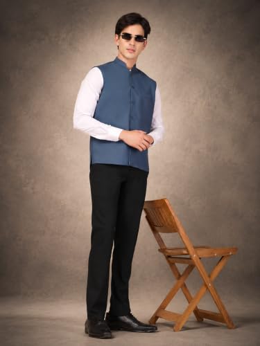 Image of Vastraa Fusion Bandi Modi Koti, Nehru Jacket for Men, Cotton Waistcoat for All Occasion: Diwali, Wedding, Ethnic, Office Party, Formal & casual Look