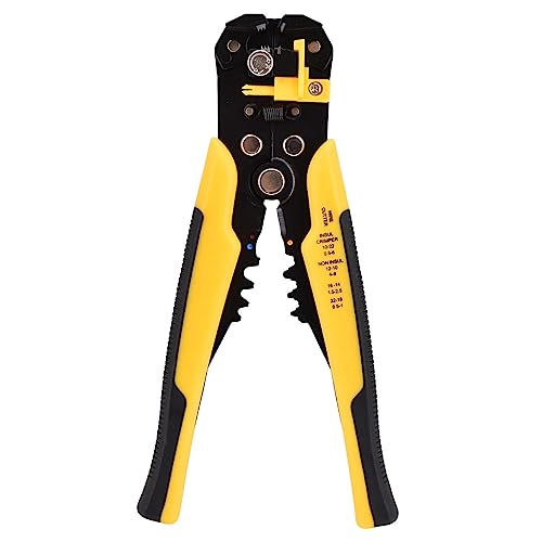 Pinzas, Tools HuLuHouse Pinza Pelacables AutomáTica, 8 Pulgadas 1547 USO Rudo Herramienta de Pelado de Cables para Pelar Cables, Cortar, Crimpar (Amarillo)