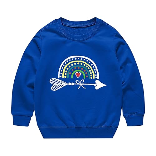 Toddler Boys Girls Sweater Autumn/Winter Rainbow Print Long Sleeve Round Neck Hatless Sweater Party (Blue, 11-12 Years)