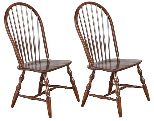 Sunset Trading DLU-C30-CT-2 Windsor Fully Assembled Kitchen Brown Dining Chair | Set Of 2, Distressed Chestnut cover