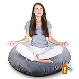 Cheer Collection Extra Large Floor Pillow, 32' Round Meditation Cushion, Oversized Yoga Pillow & Floor Cushions for Adults, Floor Pillows for Sitting, Meditation, and Seat Cushion -Grey