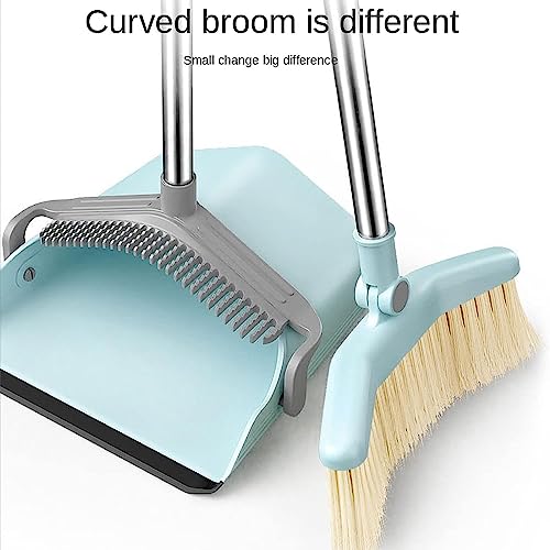 YIORYO Besen- und Kehrschaufel-Set, verdickter, aufrecht stehender Besen- und Kehrschaufel-Set mit langem Griff for den Bodengebrauch in der Küche, im Büro, in der Lobby (Grey : B) – Bild 3