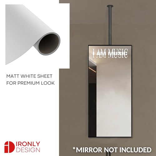 Image of Sticker for Glass & Mirrors| Minimal Vinyl Decal for Bedroom Bathroom & Cafe | Self-Adhesive Waterproof Quote Aesthetic Mirror Sticker | No Mirror Included (I Am Music, Small, Matt White)
