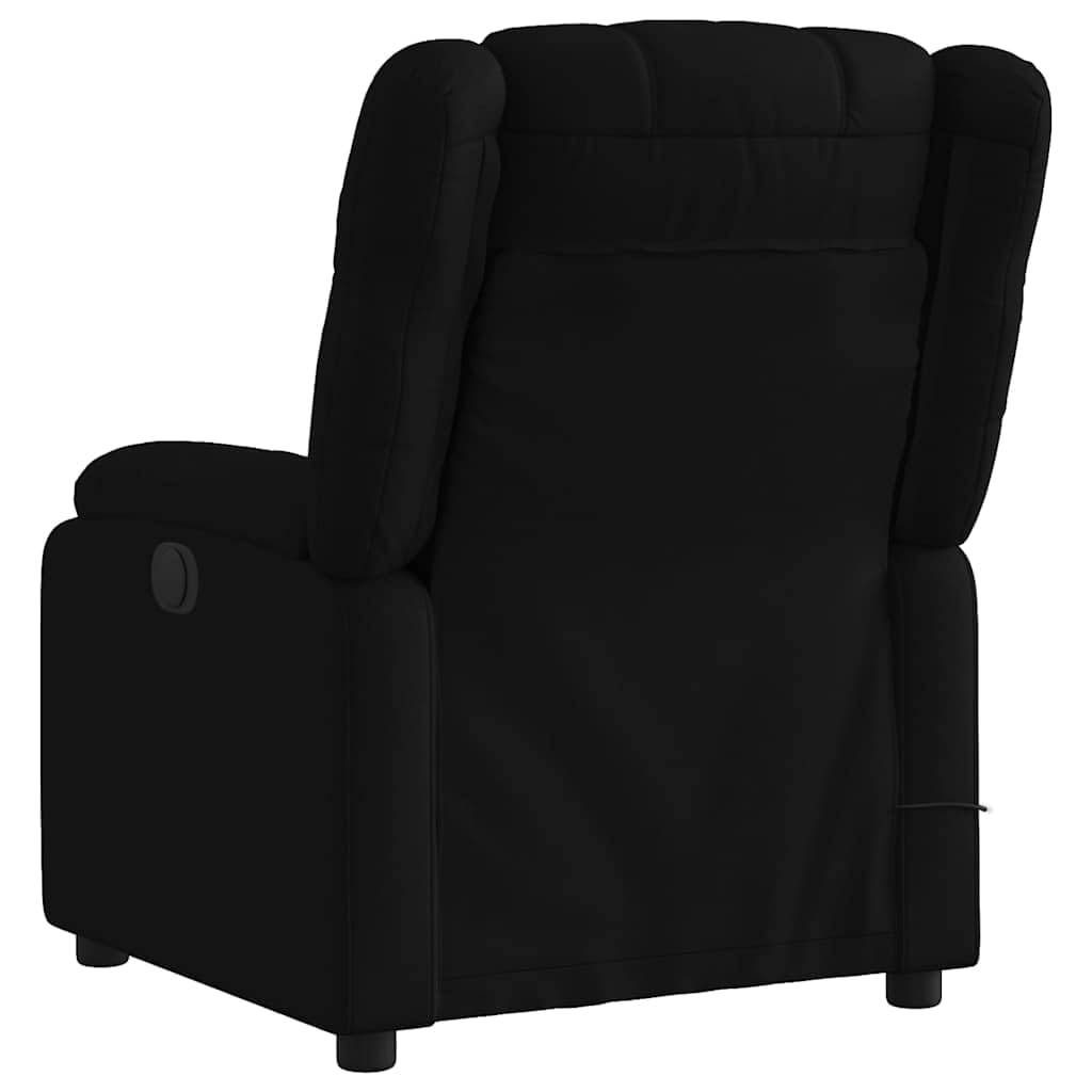 Elektrischer Massagesessel Schwarz Stoff Relaxsessel mit Liegefunktion 135 Grad, Vibrationsmassage, Seitentasche, Stabiler Rahmen für Wohnzimmer und Büro, komfortabel und langlebig
