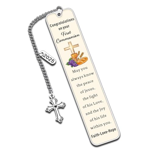 First Communion Gifts for Girls Boys, 1st Holy Communion Favors, 2025 Christian Gifts for Women Men Faith Confirmation Baptism Gift for Teen Girls Religious Bookmarks for Him Her Easter Basket