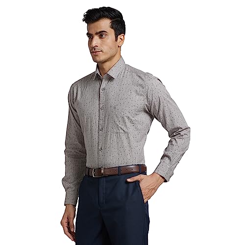 Image of Raymond Men's Pure Cotton Print Pattern Slim Fit Regular Collar Full Sleeve Casual Shirt