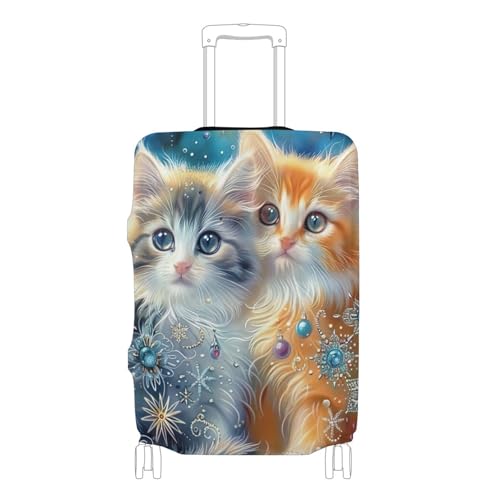 Joisal Cats Cute Kittens Suitcase Covers Luggage Protector Custom Baggage Flower Travel Vacation Essentials, L, Fits 26-28 Inch Case