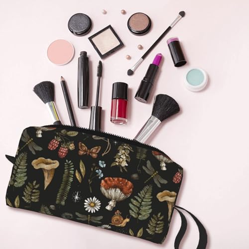 Vintage Mushroom Witchcraft Witchy Makeup Bag Organizer Small Cosmetic Bags Portable Travel Toiletry Bag With Handle Simple Accessories Storage Zipper Pouch For Women Girl3