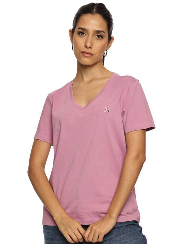 Women’s V-Neck T-Shirt – Soft Knit 180 GSM, Casual Half Sleeve Top-picture-50