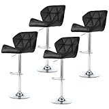 NOBPEINT Shell Back Adjustable Swivel Bar Stools, Black, Set of 4