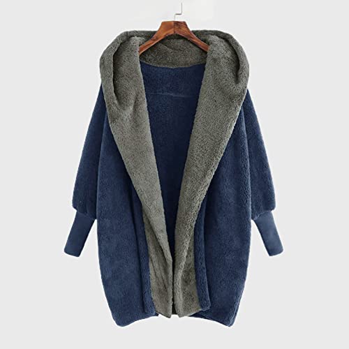 Casaco feminino IKAXIYO com cores contrastantes, grosso, frente e verso, de pelúcia, casual, para us
