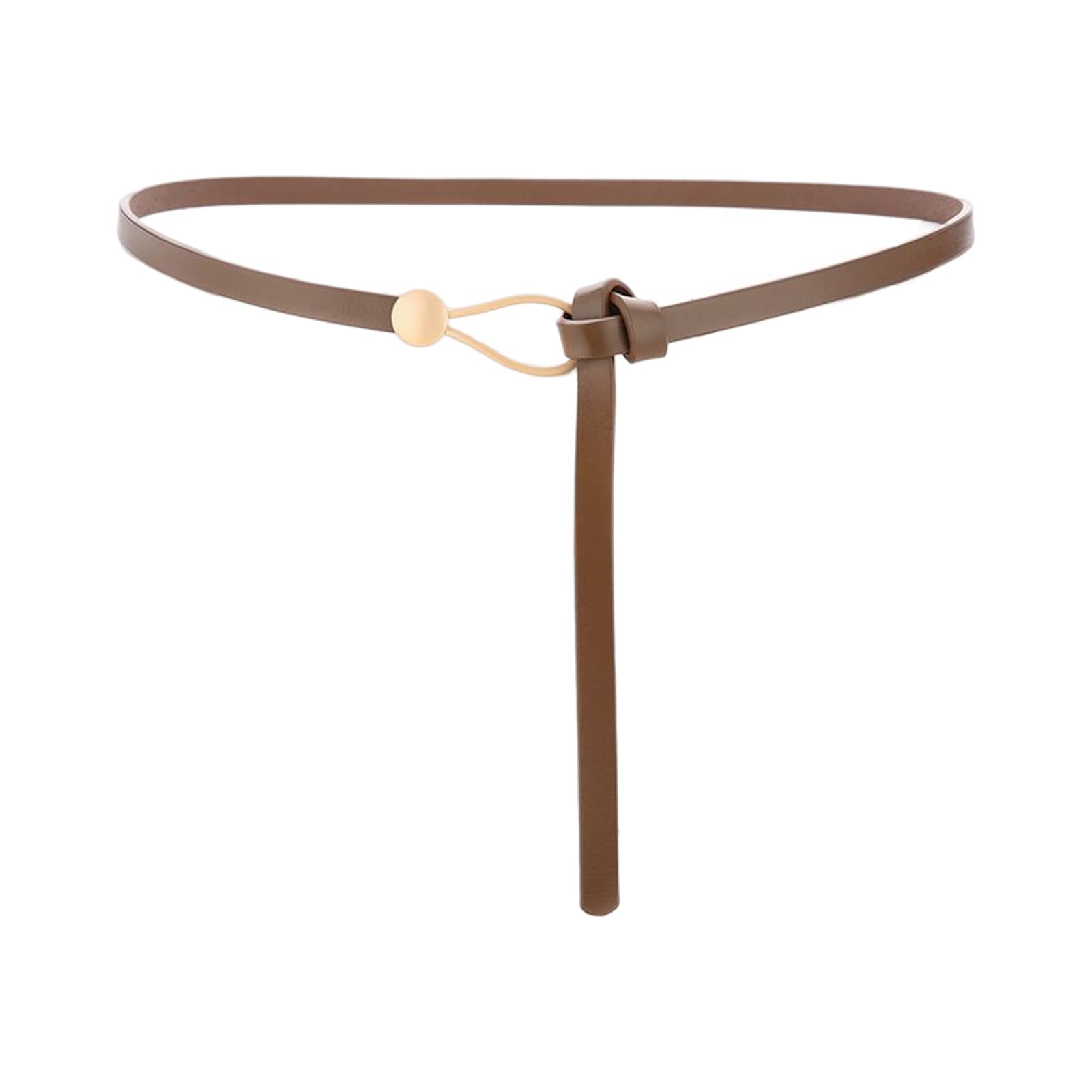 LumiSyne Leather Belt Women Thin Waist Belt Ladies Fashion Knotted Buckle Design Cowhide Leather Alloy Buckle Adjustable Waistband Decorative Belt For Suit Dress Overcoat