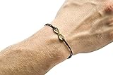 Infinity bracelet for men, black cord men's bracelet with a bronze tone infinity charm, groomsmen gift for him, endless, friendship bracelet