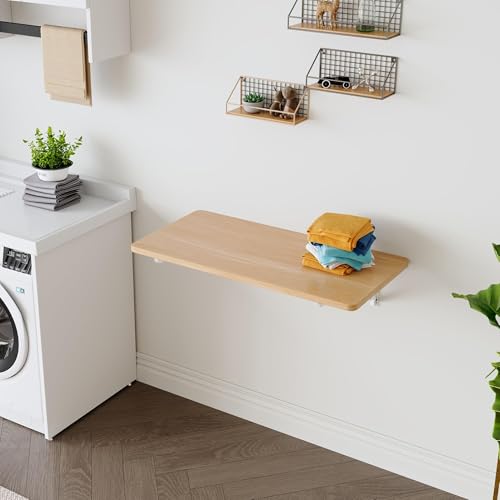 Bureau pliable en noyer clair 120x40 cm pour cuisine et salon - 3