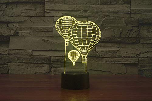 Lámpara de mesa ilusión 3D globo aerostático LED remoto miniatura 7