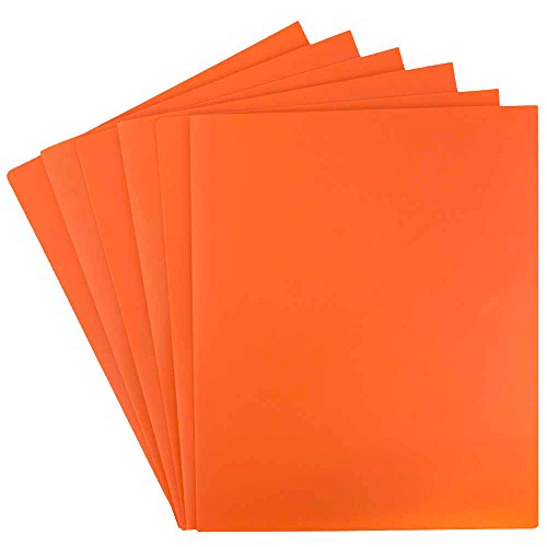 JAM-PAPER-Heavy-Duty-Plastic-2-Pocket-Extra-Tough-School-Folders-Orange-6Pack