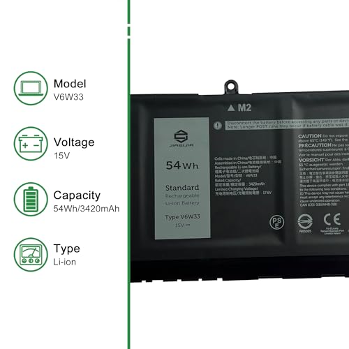 Image of V6W33 CPX-XDY9K 54Wh Laptop Battery Replacement for Dell Latitude 3320 3420 3520 3330 Inspiron 3510 5510 5518 5310 Vostro 5310 5410 5415 5510 5515 3510 Series 0XDY9K XDY9K 0WV3K8 WV3K8 15V
