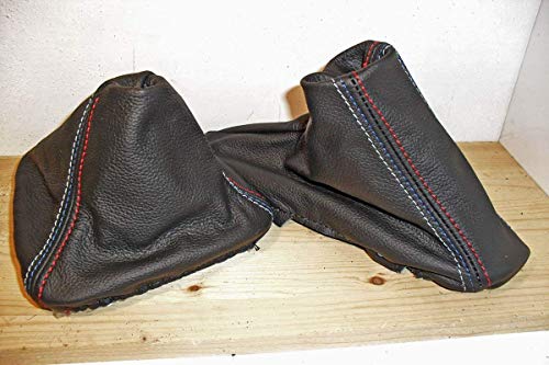 compatibili cuffia cambio e freno vera pelle nera con cuciture Msport compatibili con BMW e90 e91