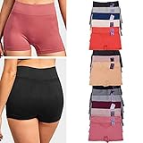 6Pk Seamless Boyshorts High Waist Womens Underwear Panties Boxer Briefs One Size