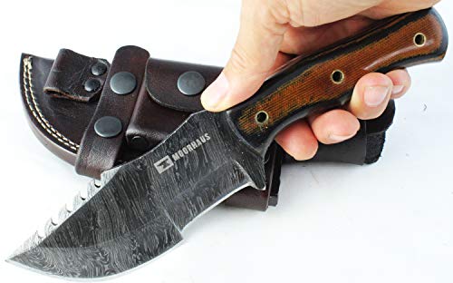 Moorhaus Bushcraft Tracker Knife - Black/Brown Micarta Handle - 9.75' Length