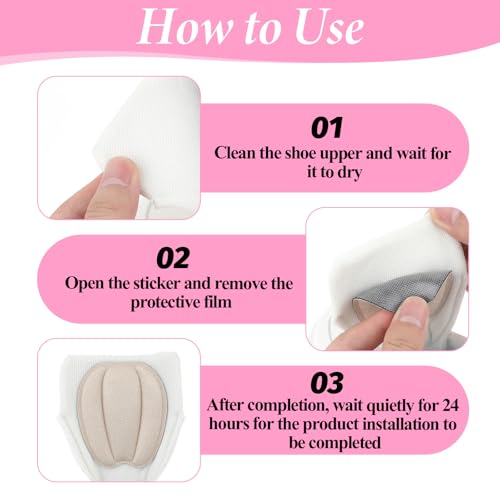 Image of 3 Pairs Tongue Pads for Shoe Too Big, Non Slip Tongue Cushion Insert for Loose Shoe Size Reducer Heel Pads Grips Cushion Inserts Replacement Shoes Filler for Men Women (Beige)