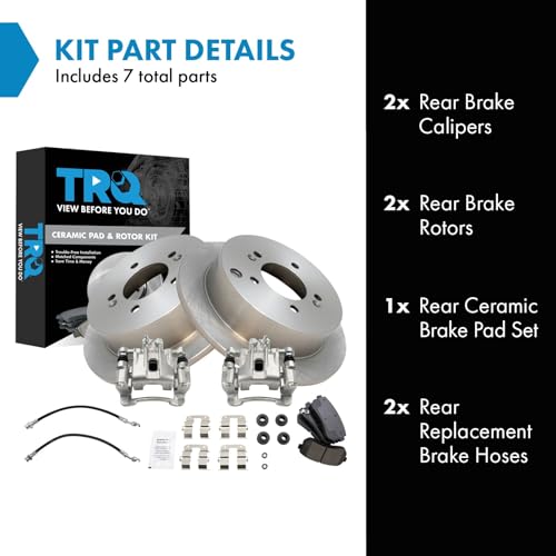 Image of TRQ Rear Brake Pad & Rotor Kit Ceramic Compatible with 2010-2015 Hyundai Tucson 2011-2016 Kia Sportage