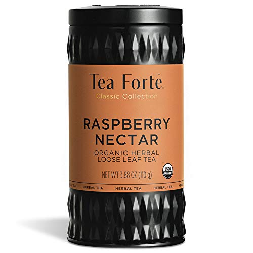 Tea Forte Organic Herbal Tea, Makes 35-50 Cups, 3.88 Ounce Loose Leaf Tea Canister, Raspberry Nectar